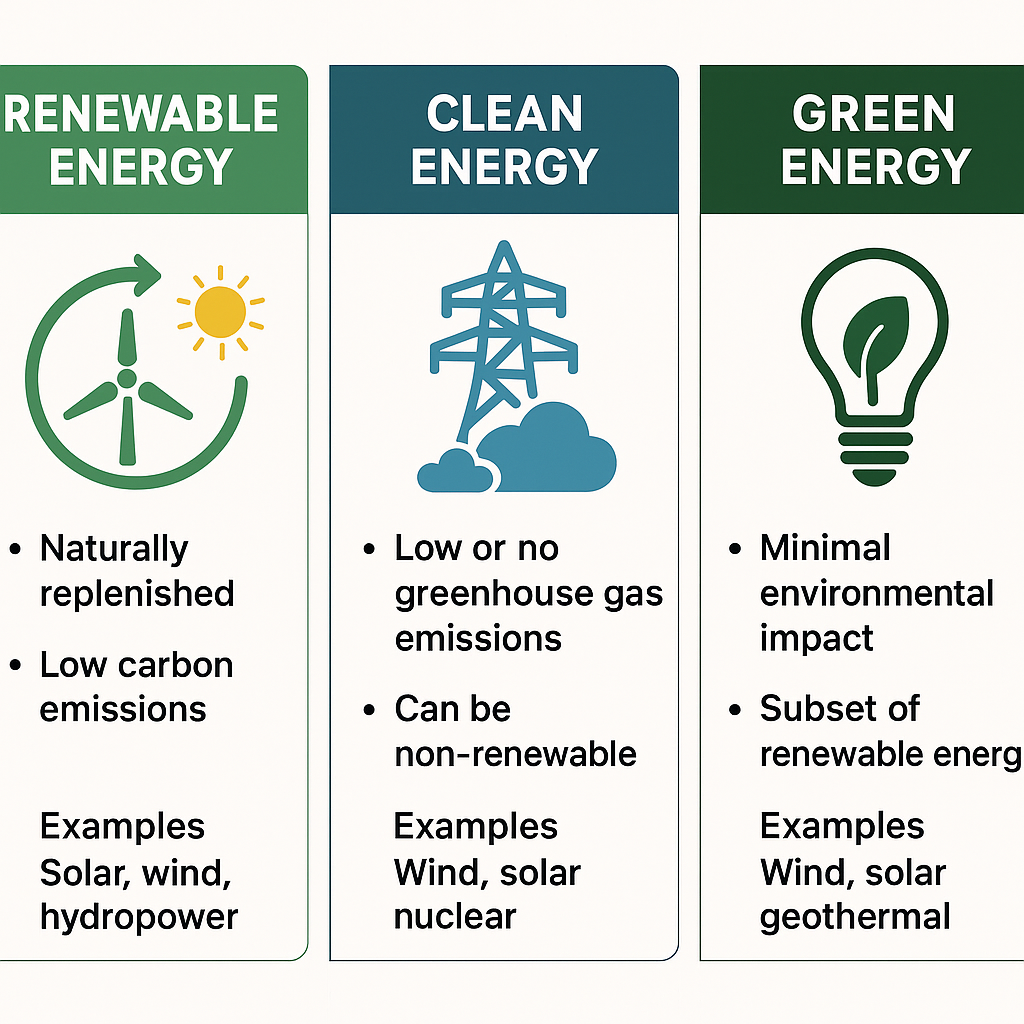 Clean vs. Green vs. Renewable Energy